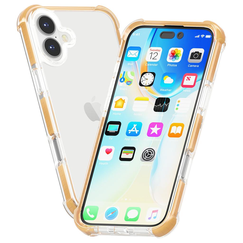 For iPhone 16 Case Four Corners Anti Drop Clear TPU+TPE+PC Phone Cover