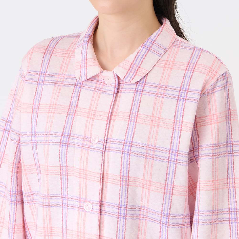 Gunze Long Sleeve Pajamas with Elastic Sleeve and Leg Soft Quilted Green Women's Holes, Cotton, (TG4075)