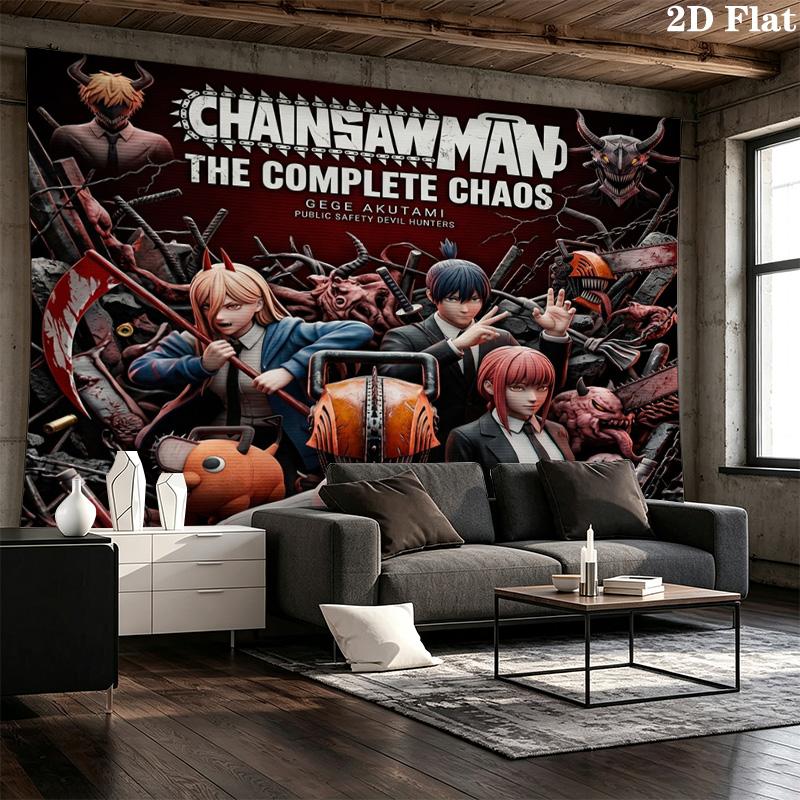 Chainsaw Man Wall Tapestry Aesthetic Wall Hanging Printed Fabric Blanket Decorative Tapestries For Bedroom Living Room Home Decor