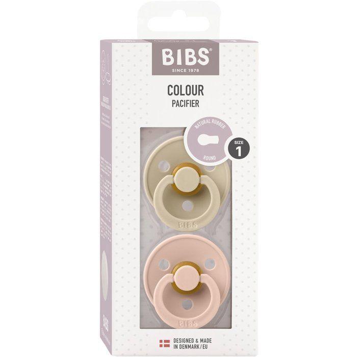 Sucette bébé - BIBS - Colour - Embout rond - Pack de 2 - Caoutchouc naturel - Taille 1 Vanilla Blush