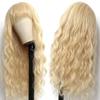 Long Wavy Synthetic Wig With Adjustable Bangs Light Blonde Heat-Resistant Fiber Natural Look Women