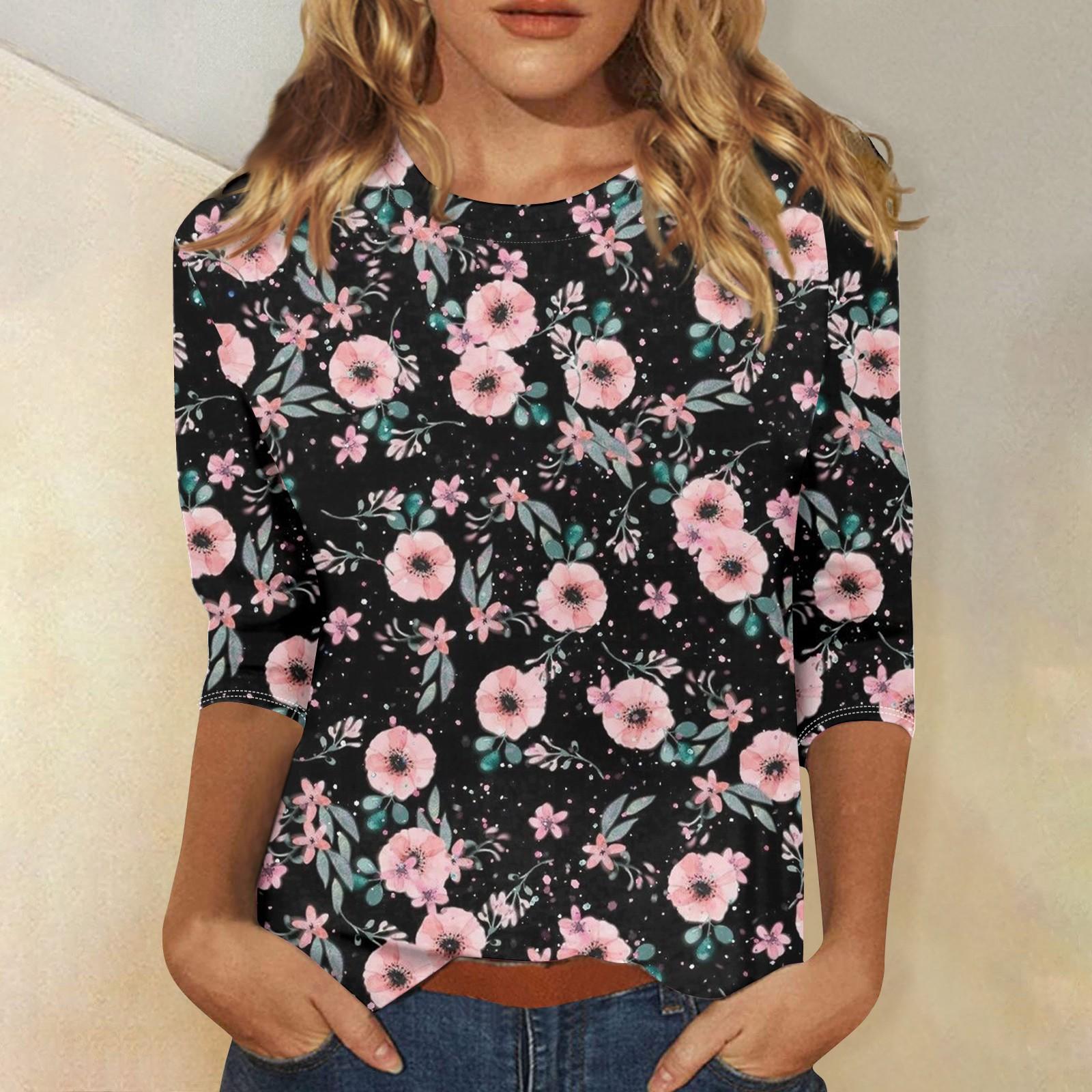 

Женская мода повседневная футболка с круглым вырезом и рукавом три четверти с принтом, летняя одежда для женщин, корейская популярная одежда 6XL