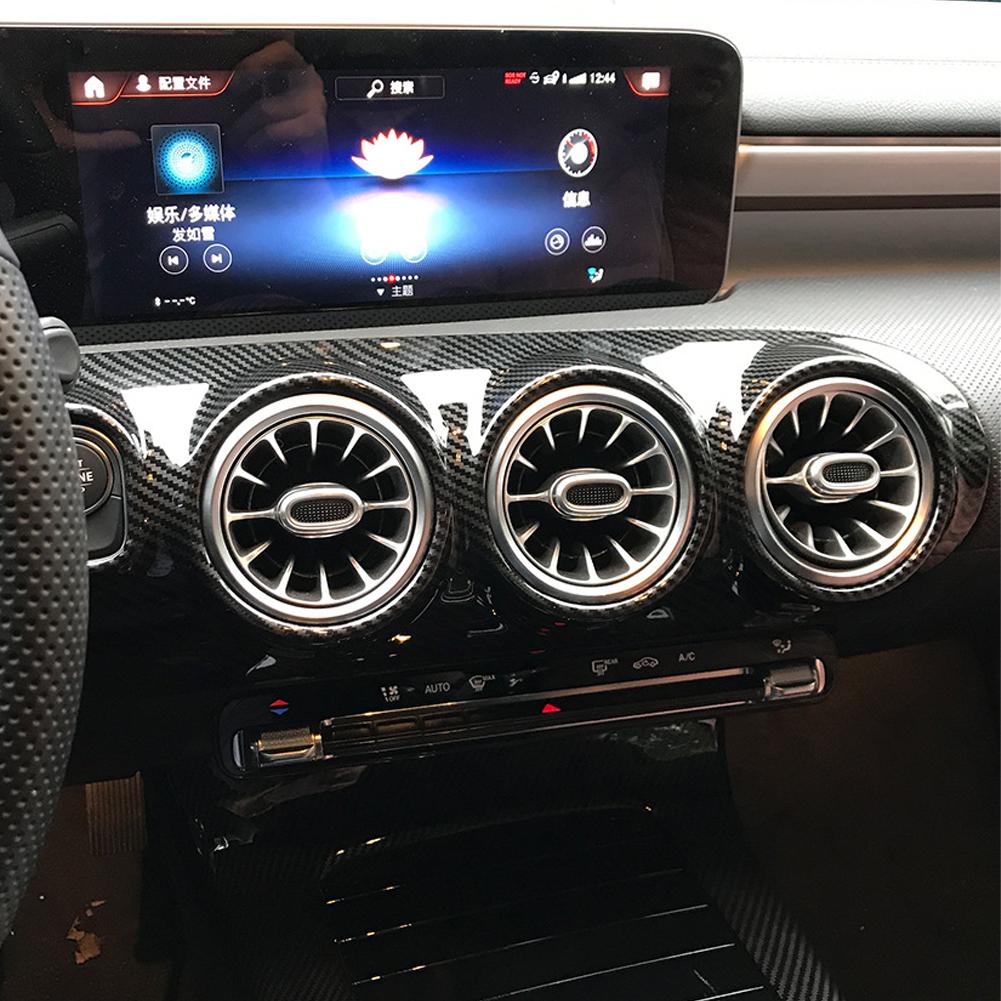 2Pcs Car Center Console Front Air Vent Cover Trim Frame Adesivos De Fibra De Carbono Patten Para Mercedes Benz A200L A180l 2019-2021