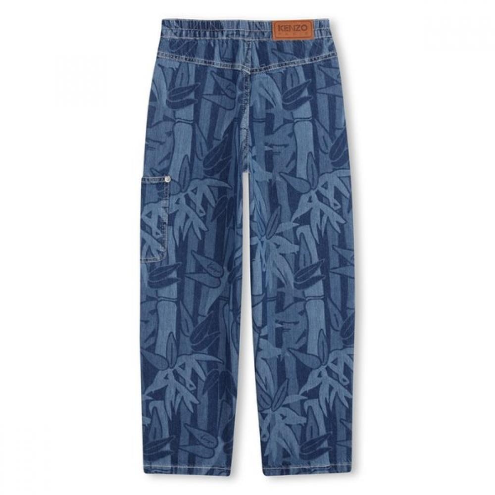 Kenzo Kids Jeans 3 12 Years Eden Jungle Waistband 26ss Z265afn311 