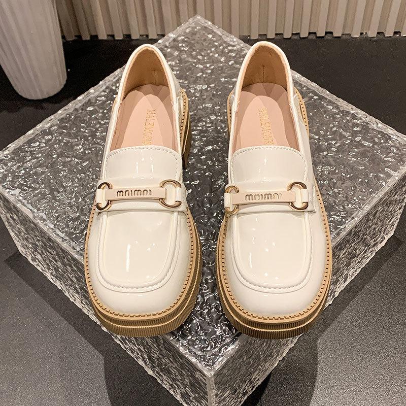 

Женские весенне-осенние новые туфли на толстой подошве с увеличением роста в британском стиле из маленькой кожи, с юбками, одинарные туфли JK 40 бежевый