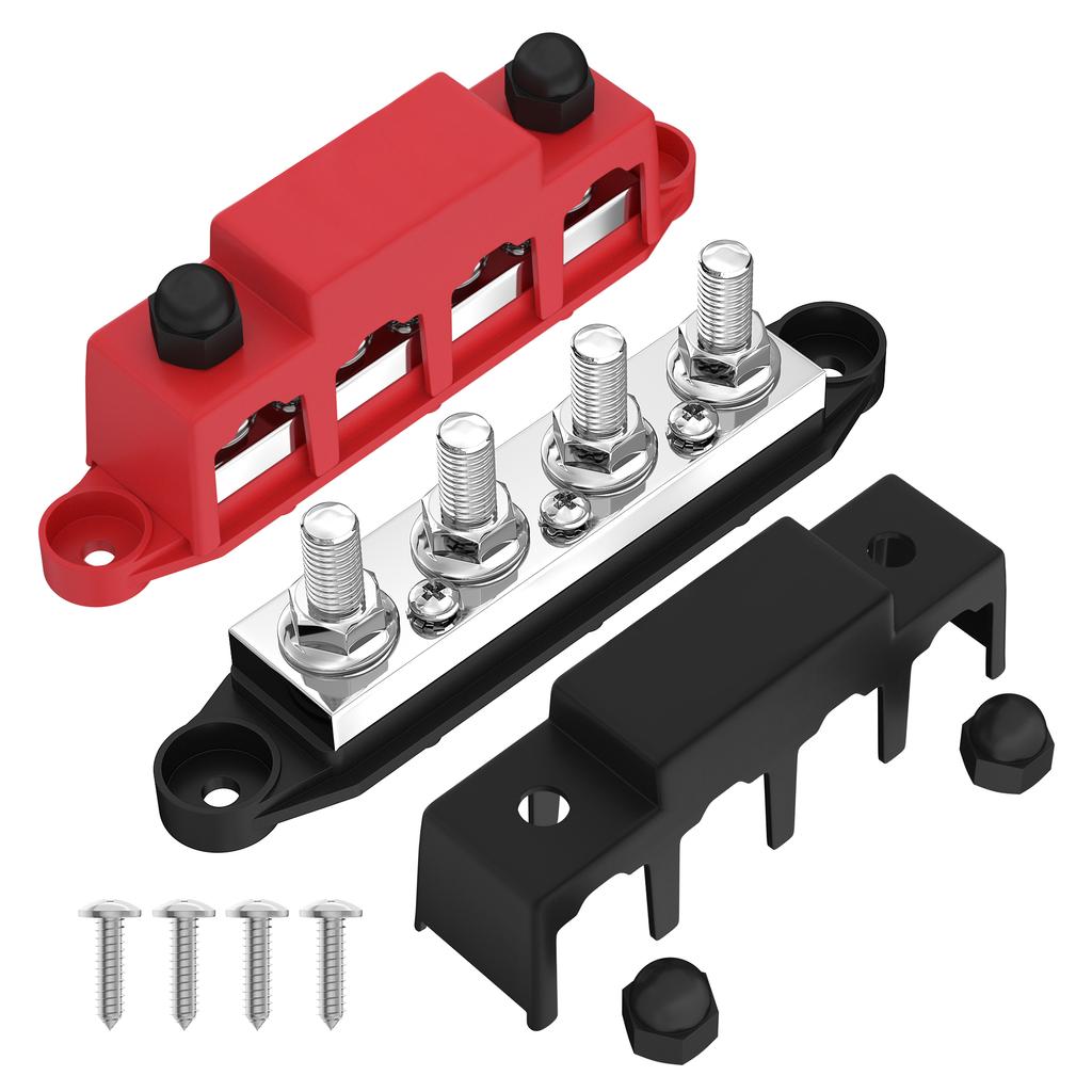 400A Bus Bar Power Distribution Block with 5/16" Stud Battery Copper Bus Bar 48V DC Automotive Marine Distribution Block