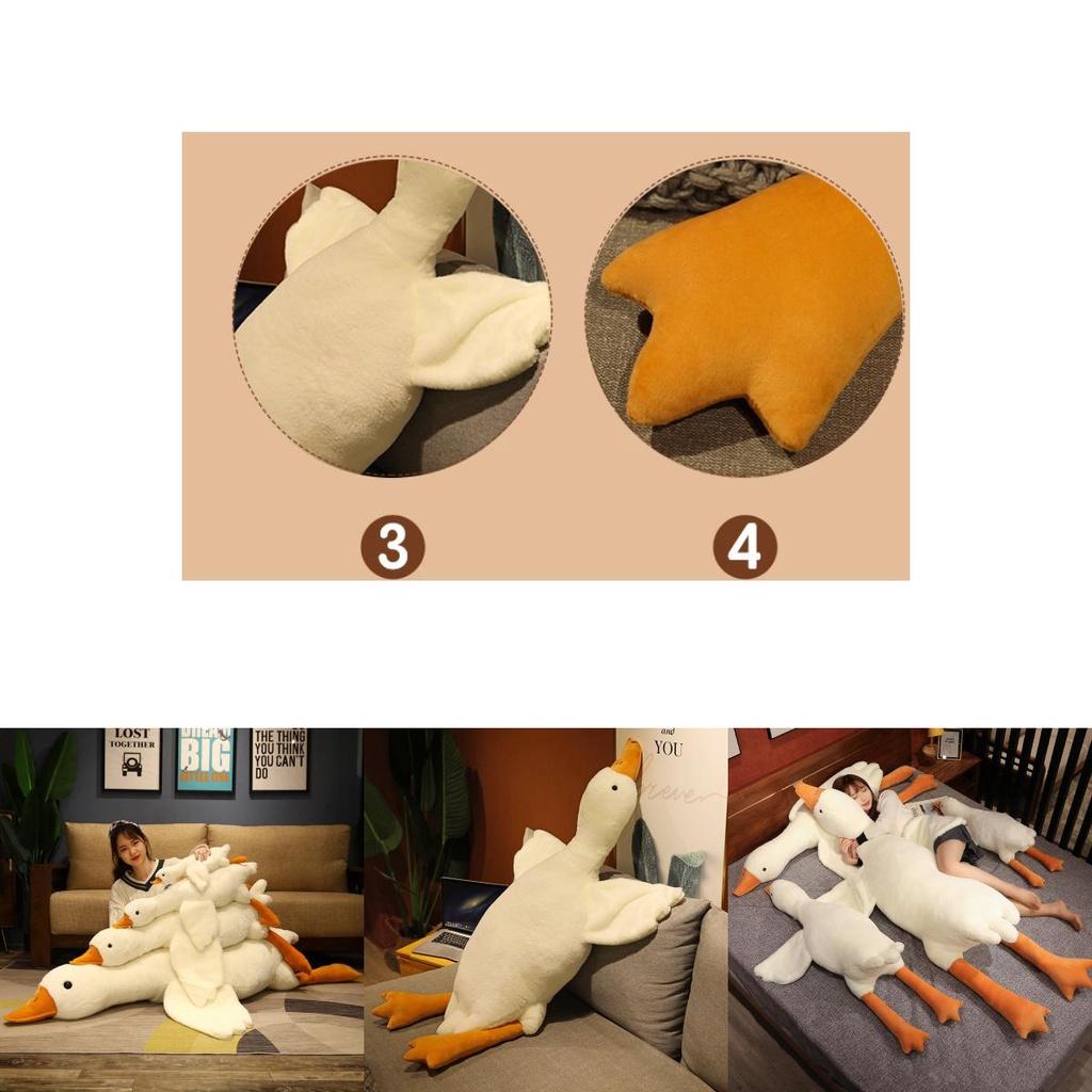 Huge 19.7/35.4/51.2in White Goose Plush Sleeping Toy Cushion For Kids
