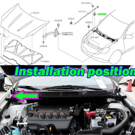 OE65722EB300 Navara Pathfinder R51 Hood Bonnet Support Rod Clamp Clip For Nissan Qashqai Dualis J10 Auto Fastener & Clip