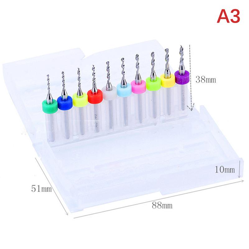 10 Stück Hartmetall-Mikrobohrer für Leiterplatten, Hartmetall, 0,3–1,2 mm