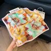 Fashion Black and White Printing Temperament Square Scarf Imitation Silk Korean Version Decorative Scarf Scarf Professional Decorative Shawl Silk Scar