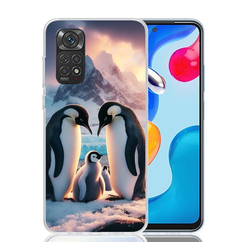 Penguins Love At The North Pole Phone Case For Xiaomi Redmi Note 13 14 15 Pro Plus 12S 12 14S 11S 11E 10 10S 11 11T 5G 4G Cover