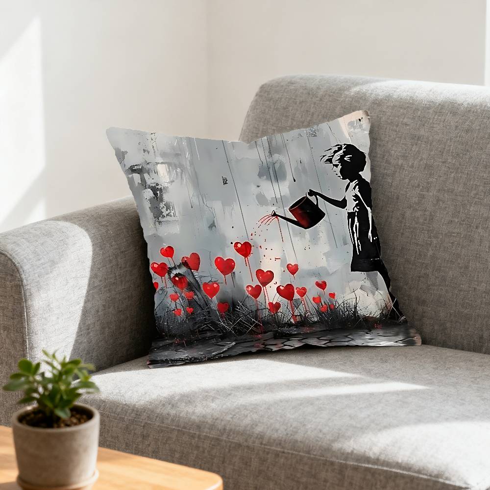 Banksy Street Graffiti Pillow Case Cushion Cover Soft Cute Throw Pillow Case For Car Sofa Pillowcase Polyester With Zipper