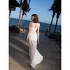 Seaside vacation beach dress pure desire style Spice girl fashion one word shoulder tube top slim hip skirt backless dress summer