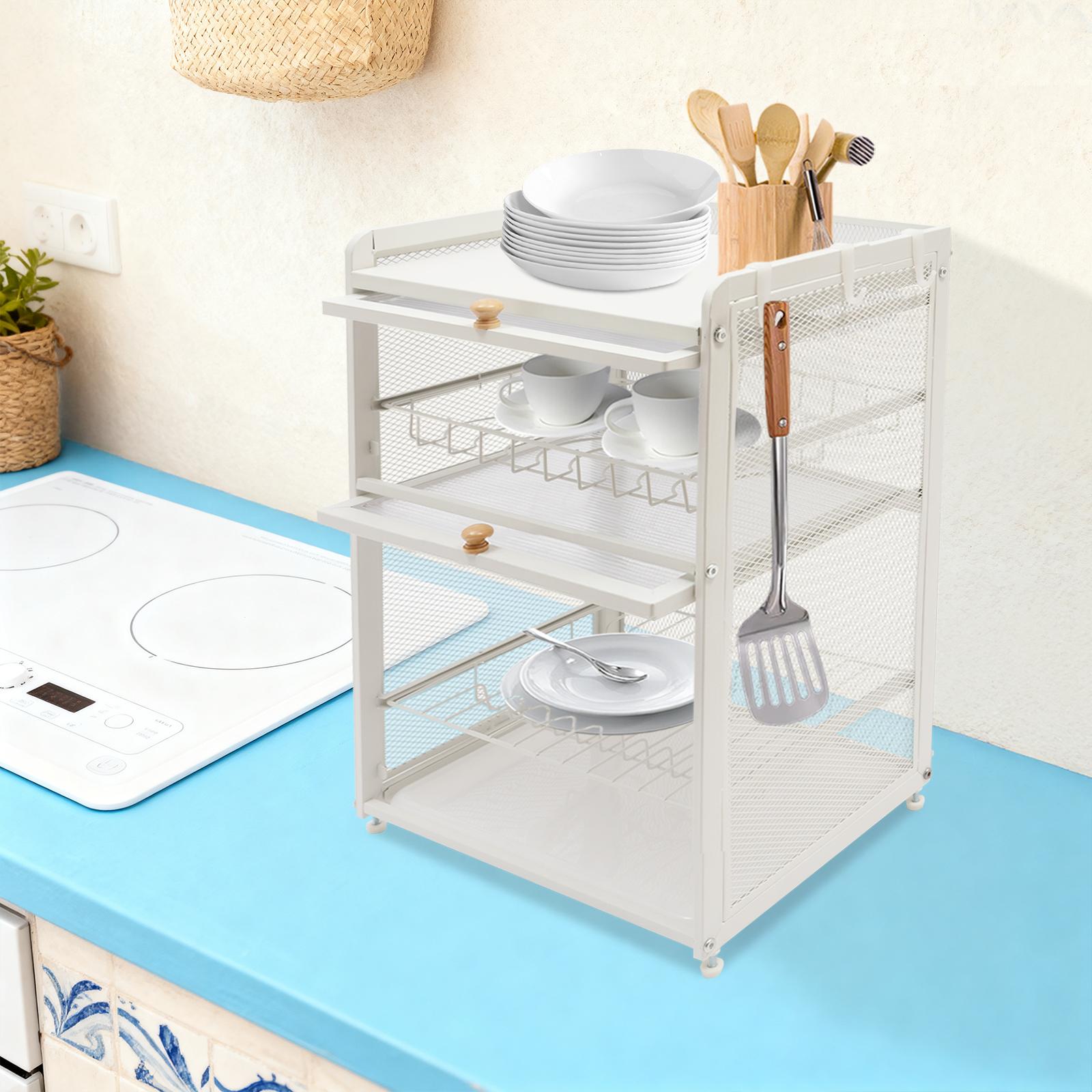 

Bymaocar 3-tier Drying Kitchen Dish Rack White with Cover & Drain Detachable Drip Tray Kitchen Storage Holder for Dishes, Bowls 3-tier белый