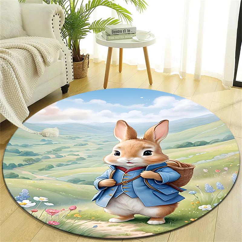 1pc Peter Rabbit1 Design Printed Area Round Carpet for Bedroom Living Room Home Decor Rugs Mat Non Slip Mat Rug for Bedside
