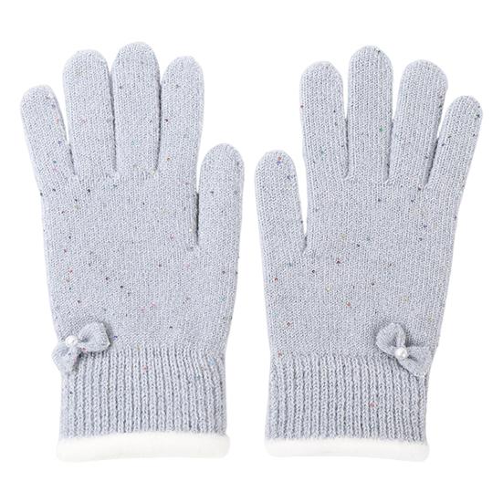 Women Winter Gloves Warm Touch Screen Gloves with Bow-Tie Sequins Knitted Thickened Gloves for Daily Outings Dating Party