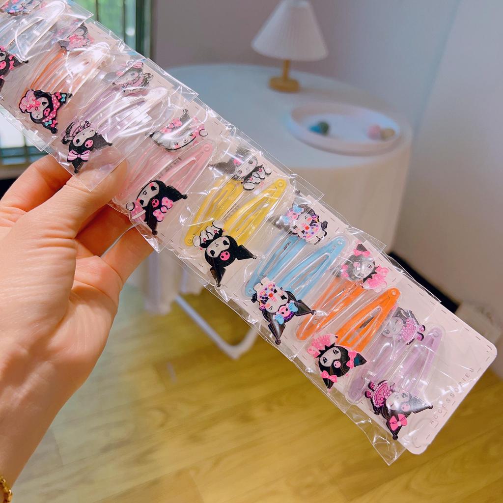Korean Kuromi Black Hair Clip: Cute Children's Hair Accessories with BB Clip & Rubber Band.