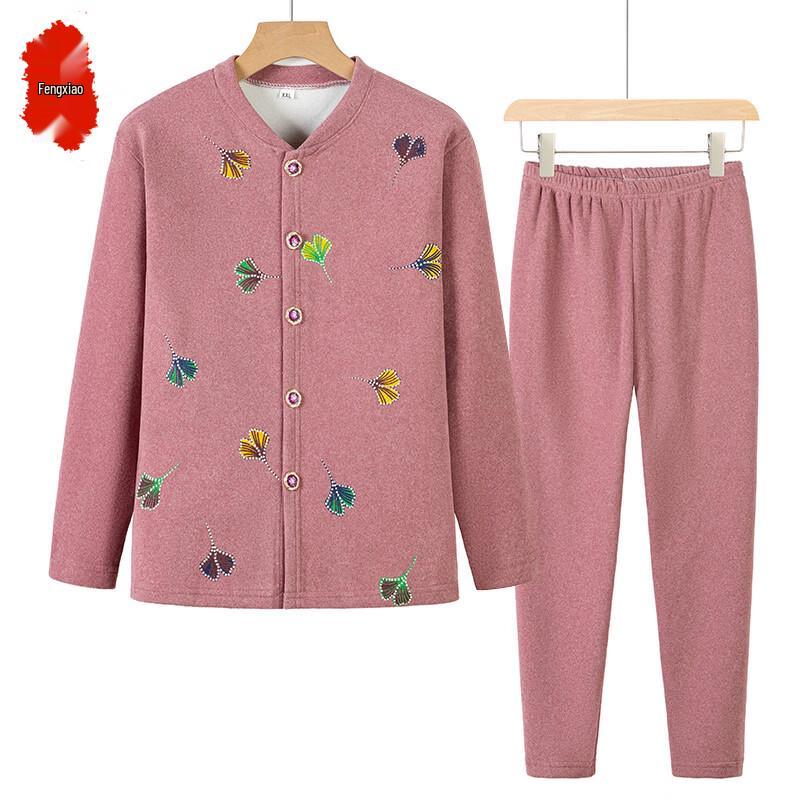 

Women s Fleece-Lined Thermal Cardigan Set for Seniors 3XL
