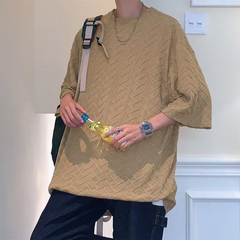 

Мужская футболка с коротким рукавом, летние свободные модные футболки с половиной рукавом для мужчин, топ с круглым вырезом, мужская мода, простой принт