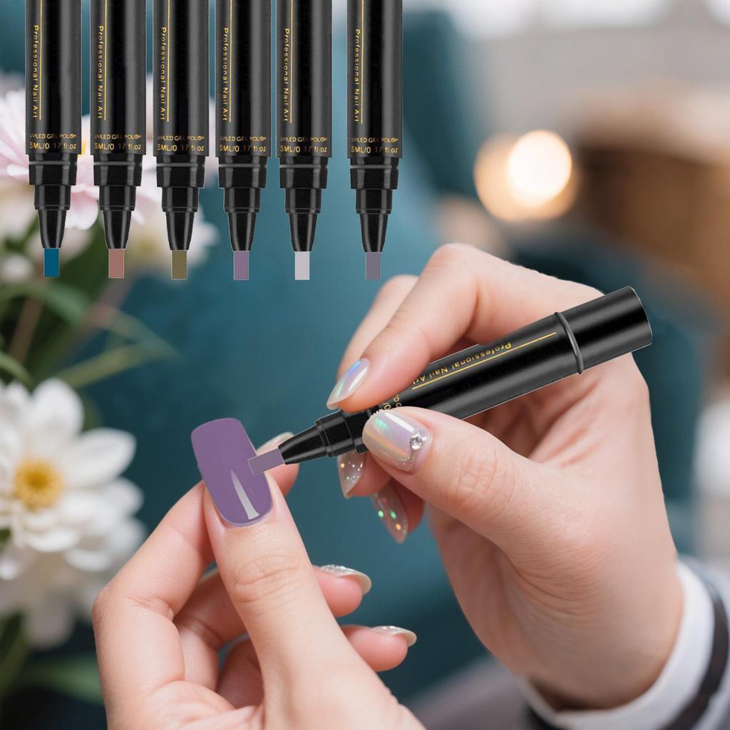 Lak na nehty v peru 6 kusů Lakové pero na nehty Rychleschnoucí Dlouhotrvající Graffiti Malířský štětec pro Manikúru Salon Pedikúru Domácí Začátečníci