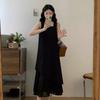 Light Luxury Fake Two-piece Simple Square Neck Dress Women's Summer French Polka Dot Skirt Fat Mm Belly and Thin Broadband Skirt