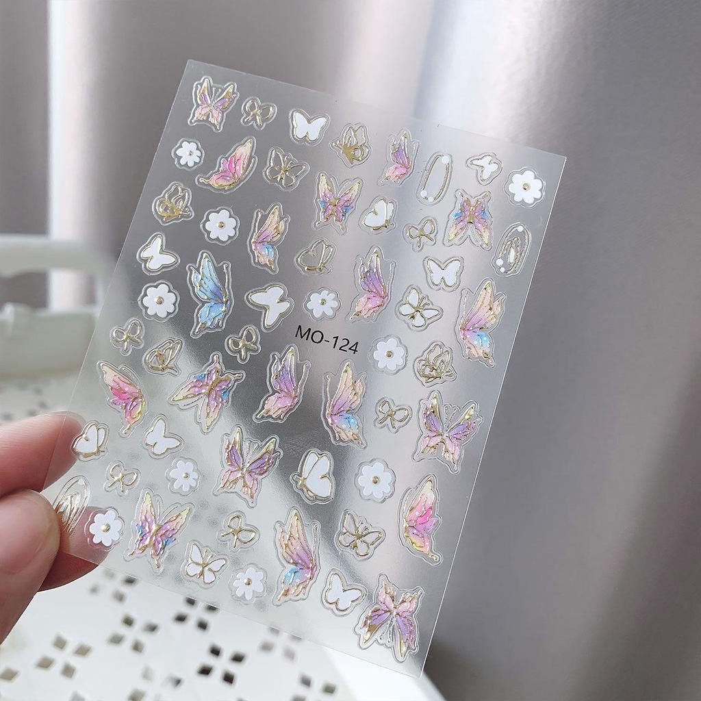 "Fantasy Aurora Butterfly Nail Art Stickers: Gentle Fairy Shell Collection"