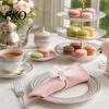 Serviettenring 6 Stück Weiße Lotusringe, Chiffonblumen Metallhalter, Weicher Stoff Perlen-Dinnerringe für Hochzeit Junggesellinnenabschied Tisch