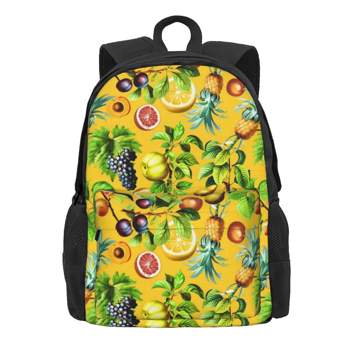 Rugzak met Fruitprint Groene Bladeren Dames Polyester Outdoor Stijl Rugzakken Ademend Casual Schooltassen Rucksack 36x32x10cm
