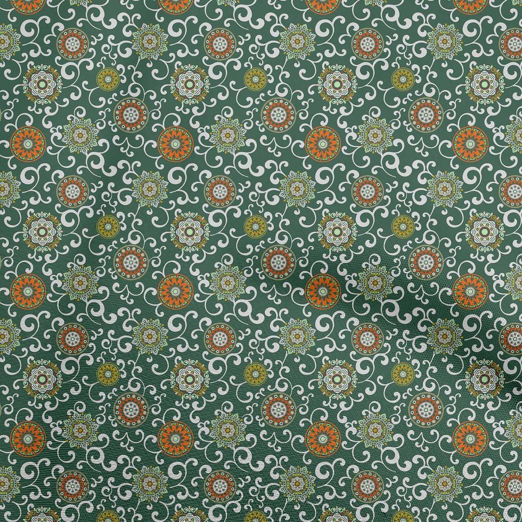 oneOone Cotton Flex Blue Fabric Asian Suzani  Fabric For Sewing Printed Craft Fabric By The Yard 40 Inch