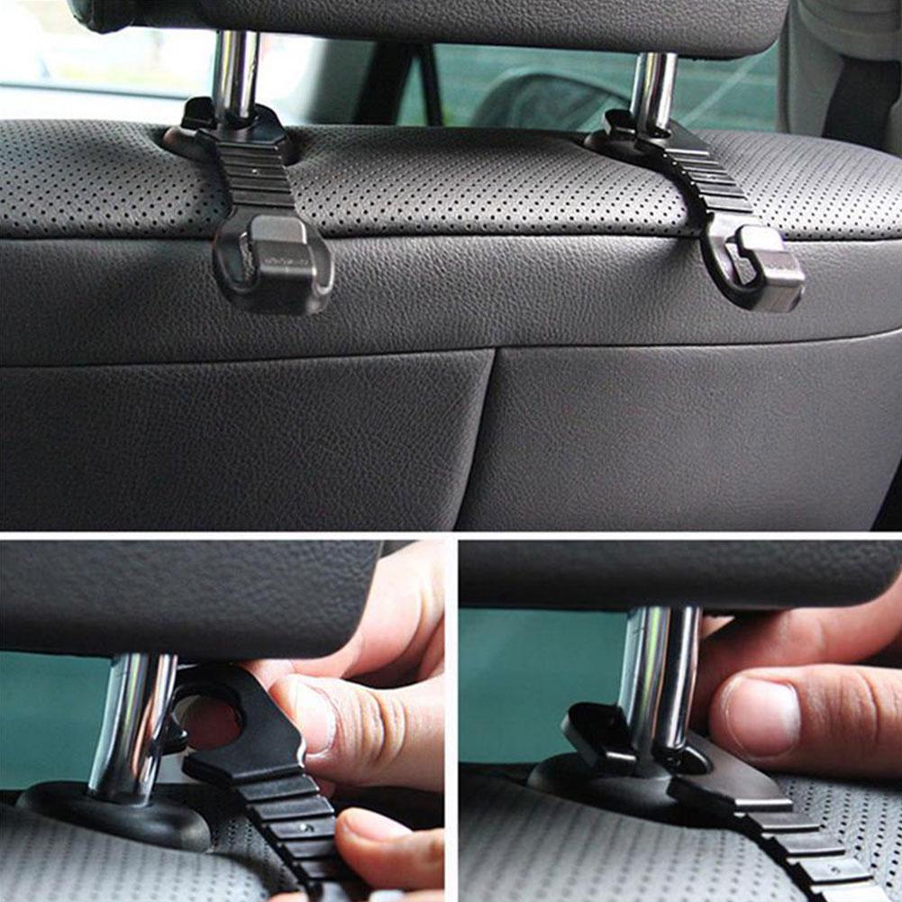 2Pcs Double Head Hooks Car Seat Back Headrest Hanger Car Bag Pouch Clothes Hanging Hook Fastener Clip Car Interior Accessories