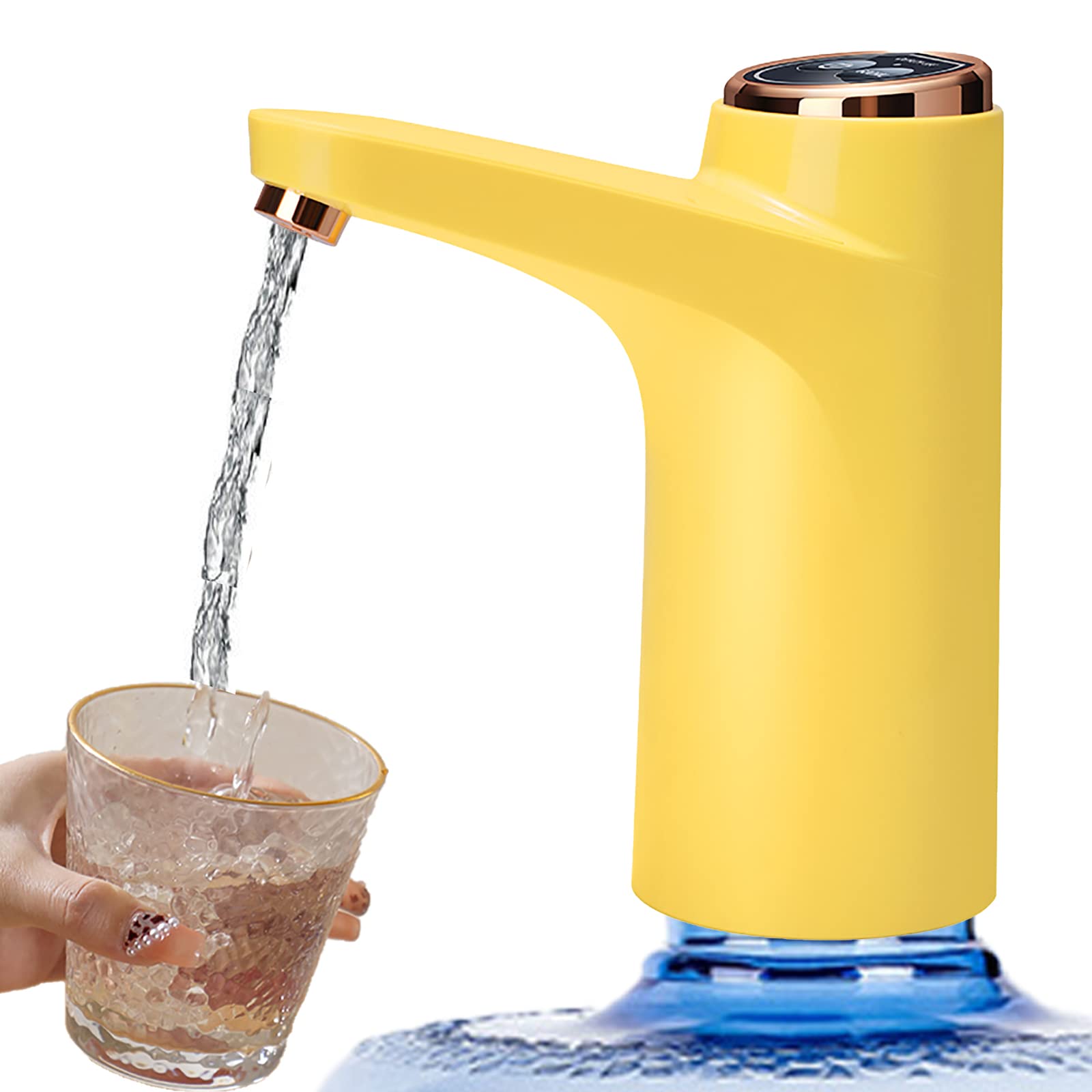

Диспенсер для воды для универсального кувшина объемом 3-5 галлонов - электрический водяной насос с зарядкой через USB, удобный и портативный диспенсер для бутылок с водой жёлтый
