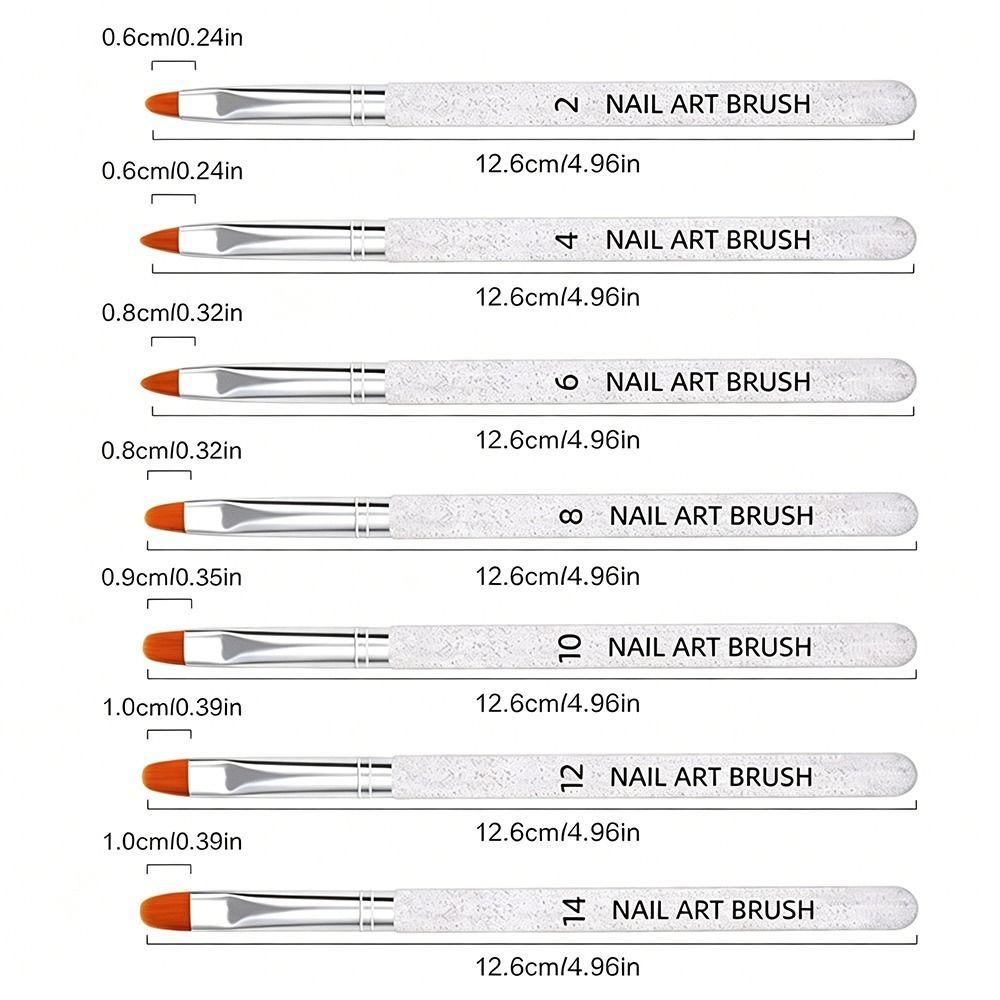 7pcs Oval Shape Oval Builder Gel Nail Brush Set French Tip Manicure