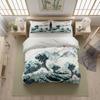 Japan Mount Fuji Duvet Cover Set Double Size Cherry Blossom Bedding Set With 2 Pillowcases Japanese Sea Waves