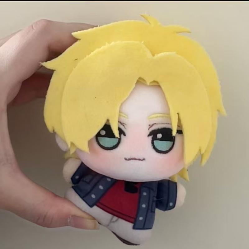Banana Fish Ash Eiji 10cm Baumwoll-Plüschpuppe Druck Niedlich Q-Version Anime-Figur Selbstgemachter Schlüsselanhänger Geschenk für Fans