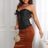 Lotus Leaf Lace Embroidery Corset: Court-Style Tummy Control & Back Support