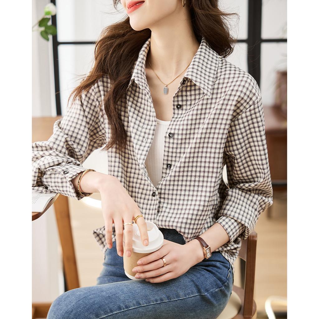 Autumn Plaid Fashion Korean Version Casual Loose Bottoming Long-sleeved Top New Coat Shirt Shirt