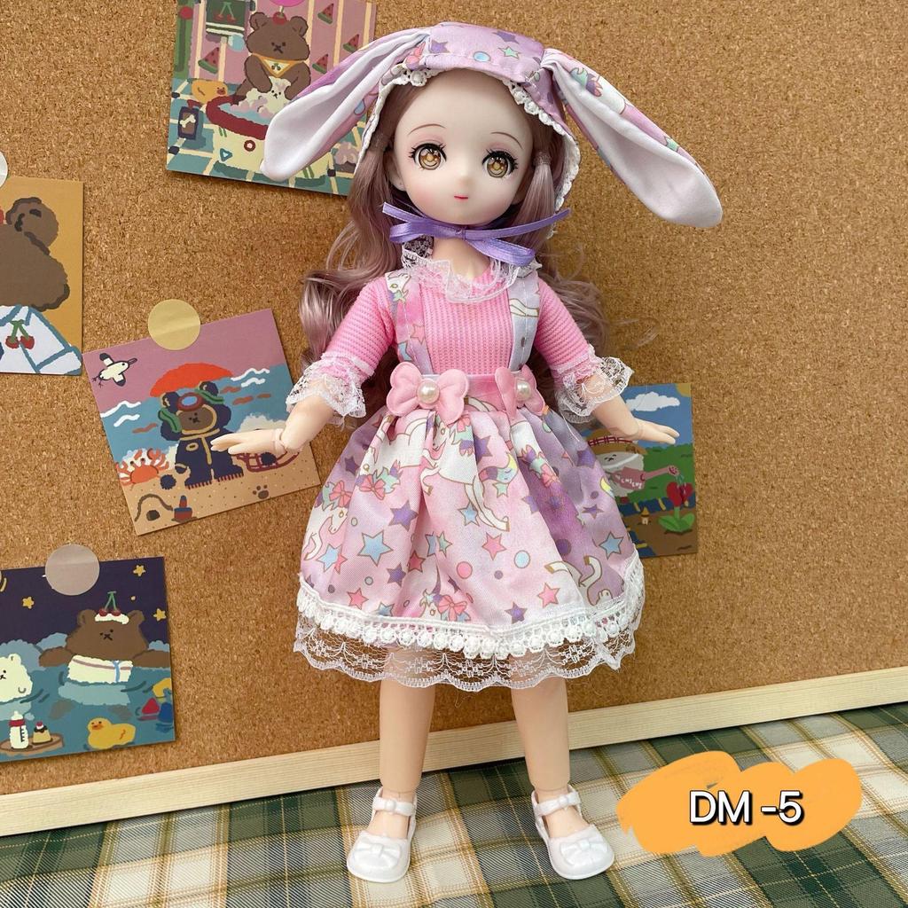30CM Mini Movable 23Jointed Doll Girls Toy 3D Big Eyes BJD Princess Full Outfits Dresses Collection Childrens Doll Gift