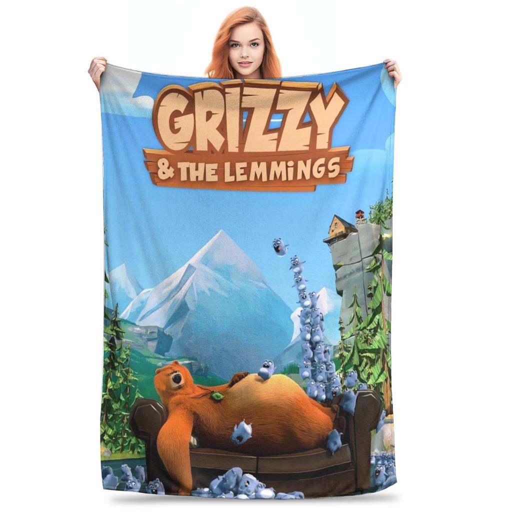 Coperta da Viaggio di Sopravvivenza Grizzly e Lemming Qualità Morbida Coperta Plaid Inverno Ragazze Ragazzi Soggiorno Moda Copriletto
