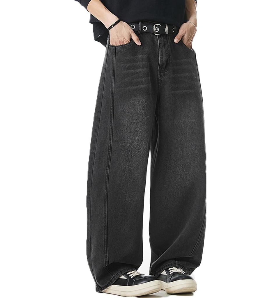 Wide Leg Long Straight Loose Solid Plus Winter Black [F fasnlido] Men's Jeans, Pants, Fit, Fit, Color, Sizes, Cotton, Spring, Summer, Fall, (JP,