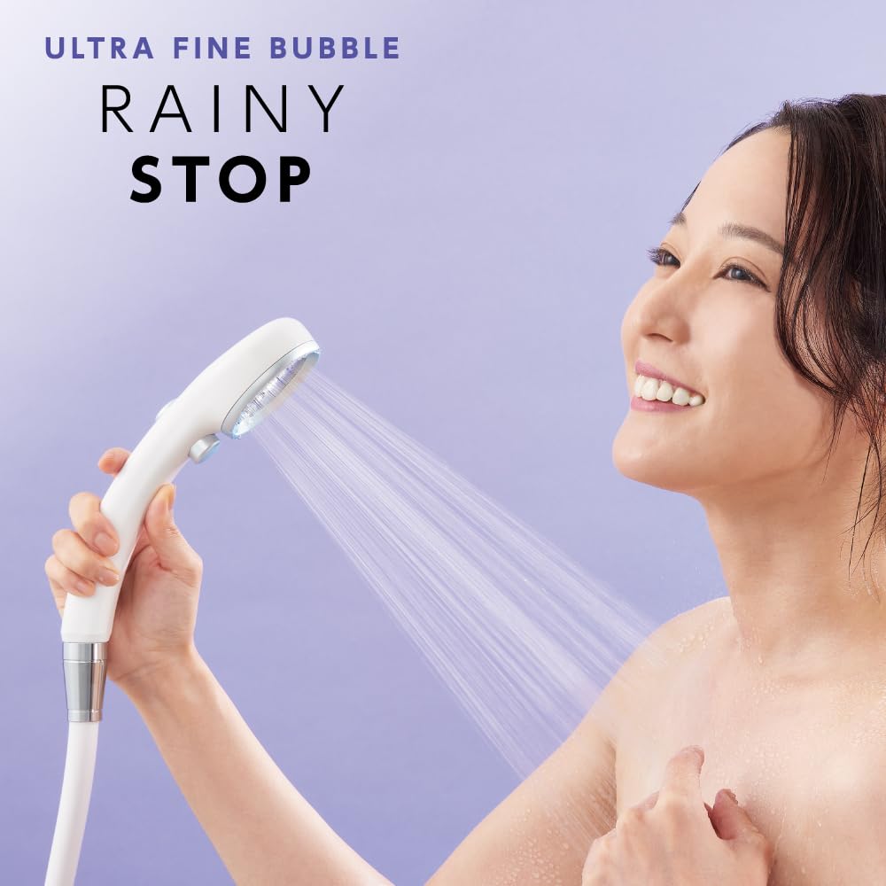 Sanei Ultra Fine Bubble Shower Rainy Water Made In Metallic Blue Head, Stop, Ultra-Fine Flow, Hand-Operated Stop, Water-Saving, Japan,