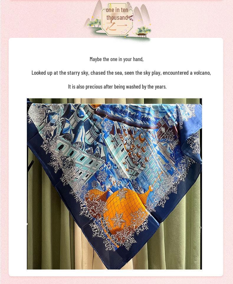 2024 New Style Large Square Scarf: 110 Mulberry Silk with Hand-Rolled Edges