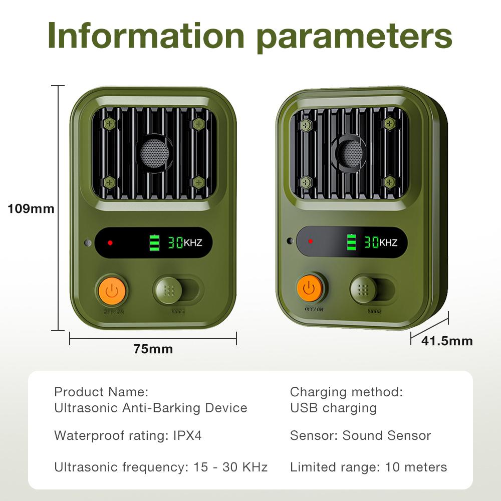 High-Powered Ultrasonic Bark Deterrent Dog Stopper Rechargerable Dog Anti-Barking Device Sonic Barking Deterrent Control