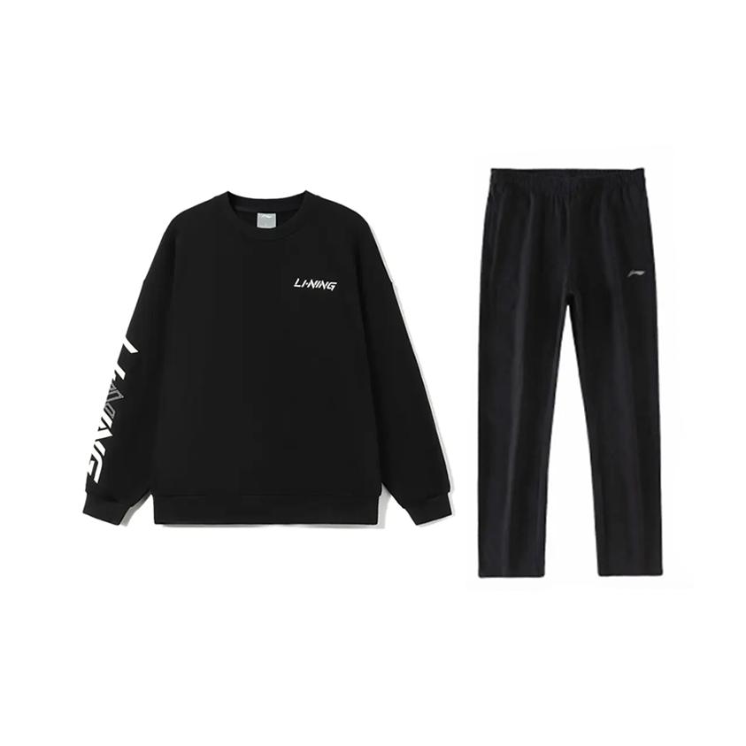 

Li Ning Логотип с надписью Модный Свободный Универсальный Пуловер с круглым вырезом и длинными рукавами Толстовка Повседневный Спортивный костюм AWDUC43-1+AKLU881-1 S