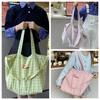 Candy Color Plaid Shoulder Bag Letter Large Capacity Crossbody Bag Simple Canvas Tote Bag  Girls