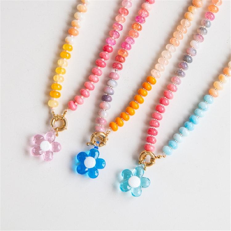 Elegant Handmade Flower Bead Necklace Multicolor Glass Beads Jewelry For Everyday Fashion Accessories