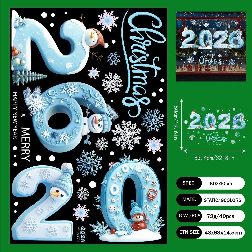PVC Christmas Window Stickers Snow Designs Martian Designs Xmas Wall Sticker Botanical Designs Santa Claus Designs