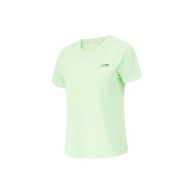 Li Ning Running Series Effen Kleur Sneldrogend Ronde Hals Korte Mouw Raglan T-shirt Dames Tops Fairy-Fruit-Groen ATSU202-5