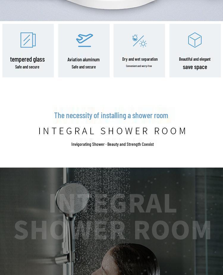Home Shower Room: Arc-Shaped Integrated Design with Wet/Dry Separation
