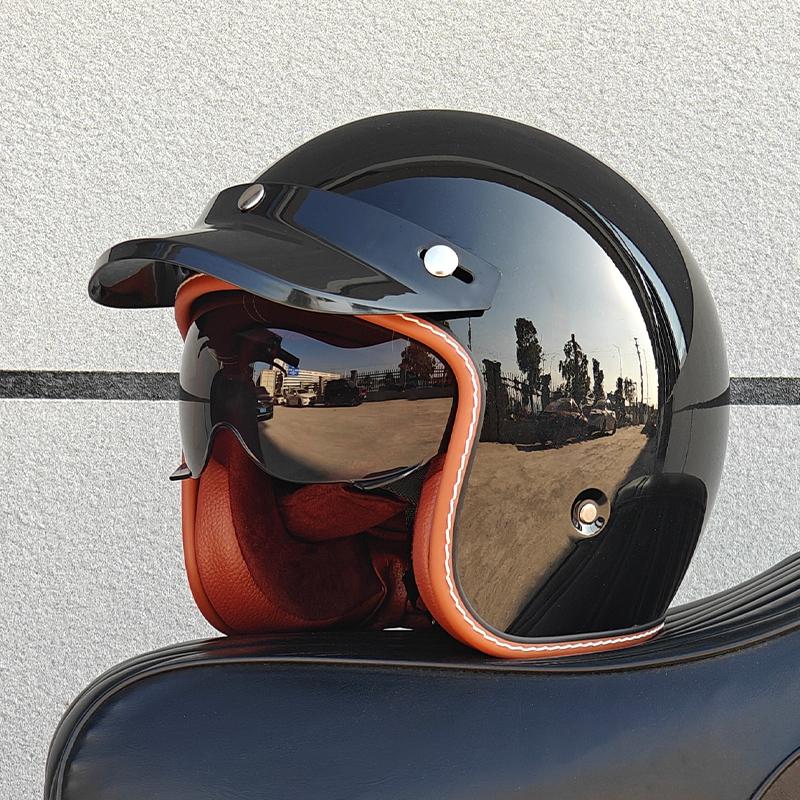 ORZ NEW adult motorcycle helmet retro cruise 3/4 motorcycle half helmet with sun visor DOT approved