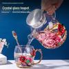 Colored Enamel Flower Glass Tea and Coffee Cup Set for Home and Office